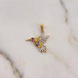 Dije Colibri 2.15gr / 2.5cm / Circones Colores Dos Oros Amarillo Blanco 18K #