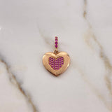 Dije Corazon 2.4gr / 2.6cm / Circones Fucsias Oro Rosa 18K $