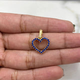 Dije Silueta Corazon 1.45gr / 2cm / Doble Faz Circones Azules Blancos Oro Amarillo 18K #