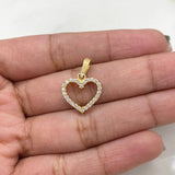 Dije Silueta Corazon 1.45gr / 2cm / Doble Faz Circones Azules Blancos Oro Amarillo 18K #