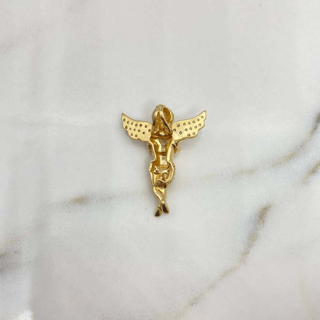 Dije Angel 4.5gr / 2.8cm / Circones Blancos Dos Oros Amarillo Blanco 18K &