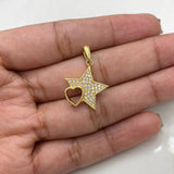 Dije Estrella Corazon 2.15gr / 2.3cm / Circones Blancos Oro Amarillo 18K $