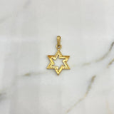 Dije Estrella De David 2.05gr / 2.9cm / Circones Blancos Oro Amarillo 18K $