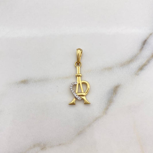 Dije Torre Eiffel Corazon 1.85gr / 3cm / Circones Blancos Dos Oros Amarillo Blanco 18K $