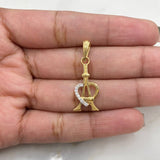 Dije Torre Eiffel Corazon 1.85gr / 3cm / Circones Blancos Dos Oros Amarillo Blanco 18K $