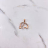 Dije Silueta Elefante 1.6gr / 2cm / Circones Azul Blancos Oro Rosa 18K $