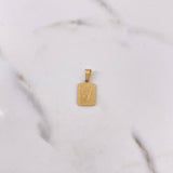Dije Placa Letra W 0.9gr / 1.9cm / Marco Liso Oro Amarillo 18K #