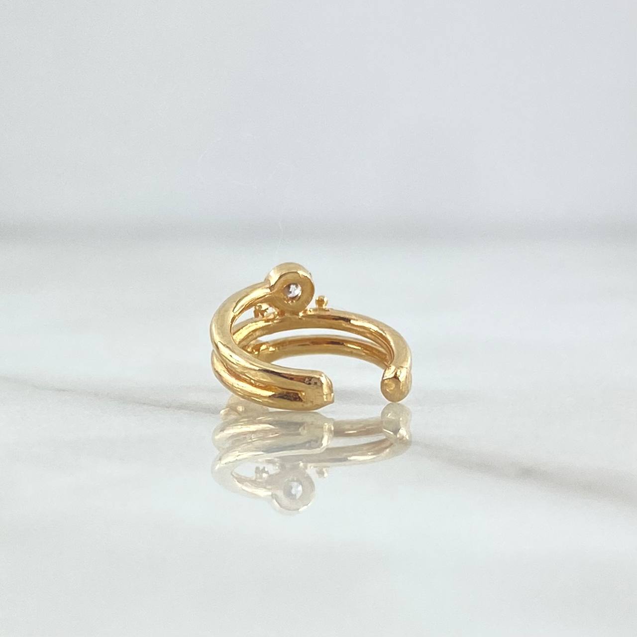 Piercing Earcuff Simulador Ola Bilateral 1.05gr / 1cm / Circon Blanco Oro Amarillo 18K (Joya)