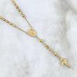 Rosario Virgen Milagrosa 8.6gr / 60cm / 3mm Bolas Diamantadas - Cruz Cristo Rayado Oro Amarillo 18K