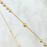 Rosario Virgen Milagrosa 8.6gr / 60cm / 3mm Bolas Diamantadas - Cruz Cristo Rayado Oro Amarillo 18K