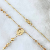 Rosario Virgen Milagrosa 8.6gr / 60cm / 3mm Bolas Diamantadas - Cruz Cristo Rayado Oro Amarillo 18K