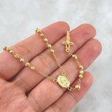 Rosario Virgen Milagrosa 8.6gr / 60cm / 3mm Bolas Diamantadas - Cruz Cristo Rayado Oro Amarillo 18K