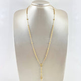 Rosario Virgen Milagrosa 8.6gr / 60cm / 3mm Bolas Diamantadas - Cruz Cristo Rayado Oro Amarillo 18K
