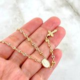 Rosario GC Virgen Milagrosa Cruz Tres Puntas 5.4gr / 50cm / 3mm-4mm Tres Oros 18K *