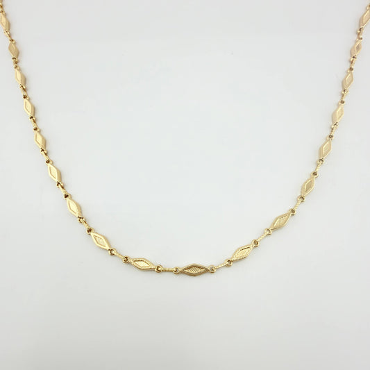Cadena Rustica Rombo Punteado 10.75gr / 60cm / 4.3mm Oro Amarillo 18K ©