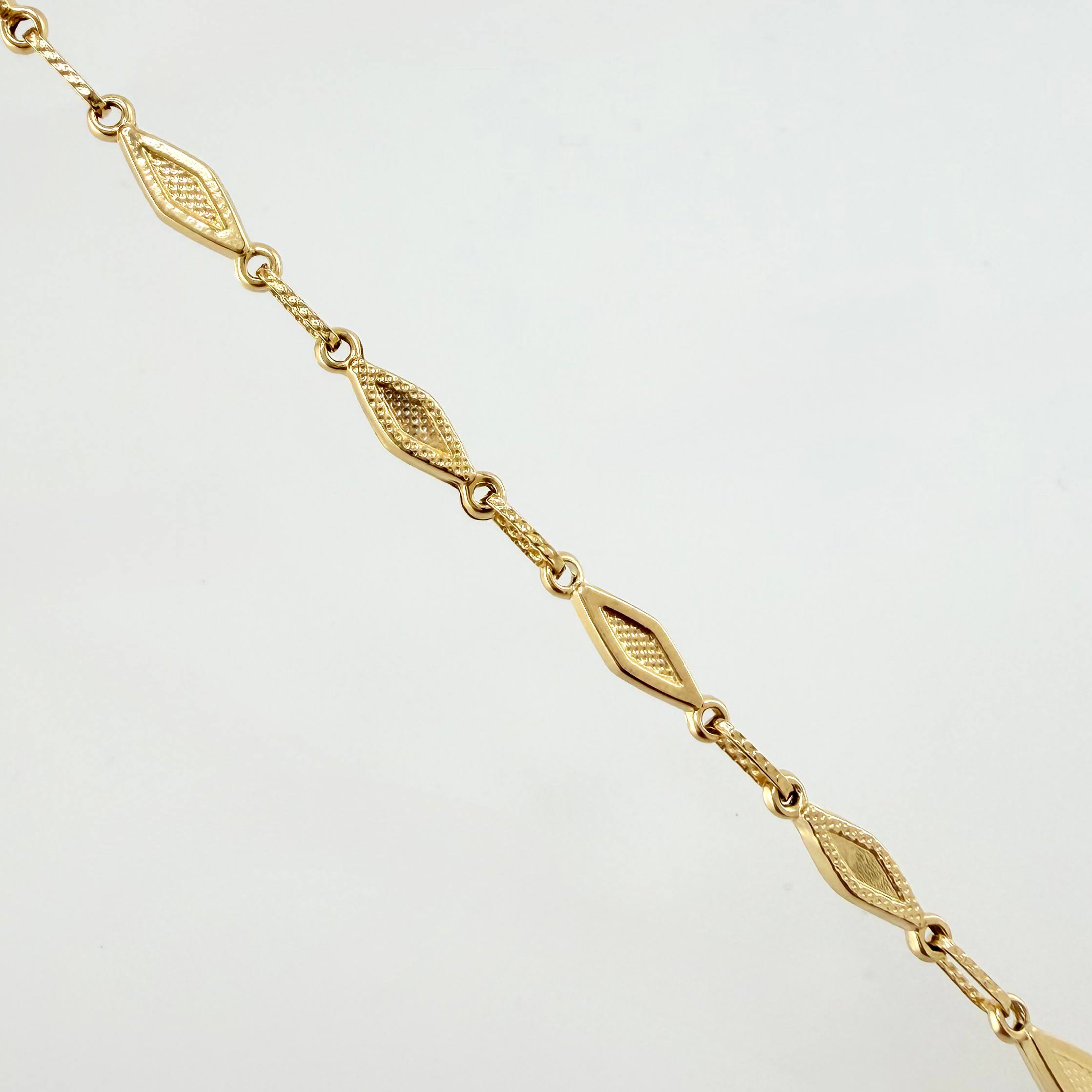 Cadena Rustica Rombo Punteado 10.75gr / 60cm / 4.3mm Oro Amarillo 18K ©