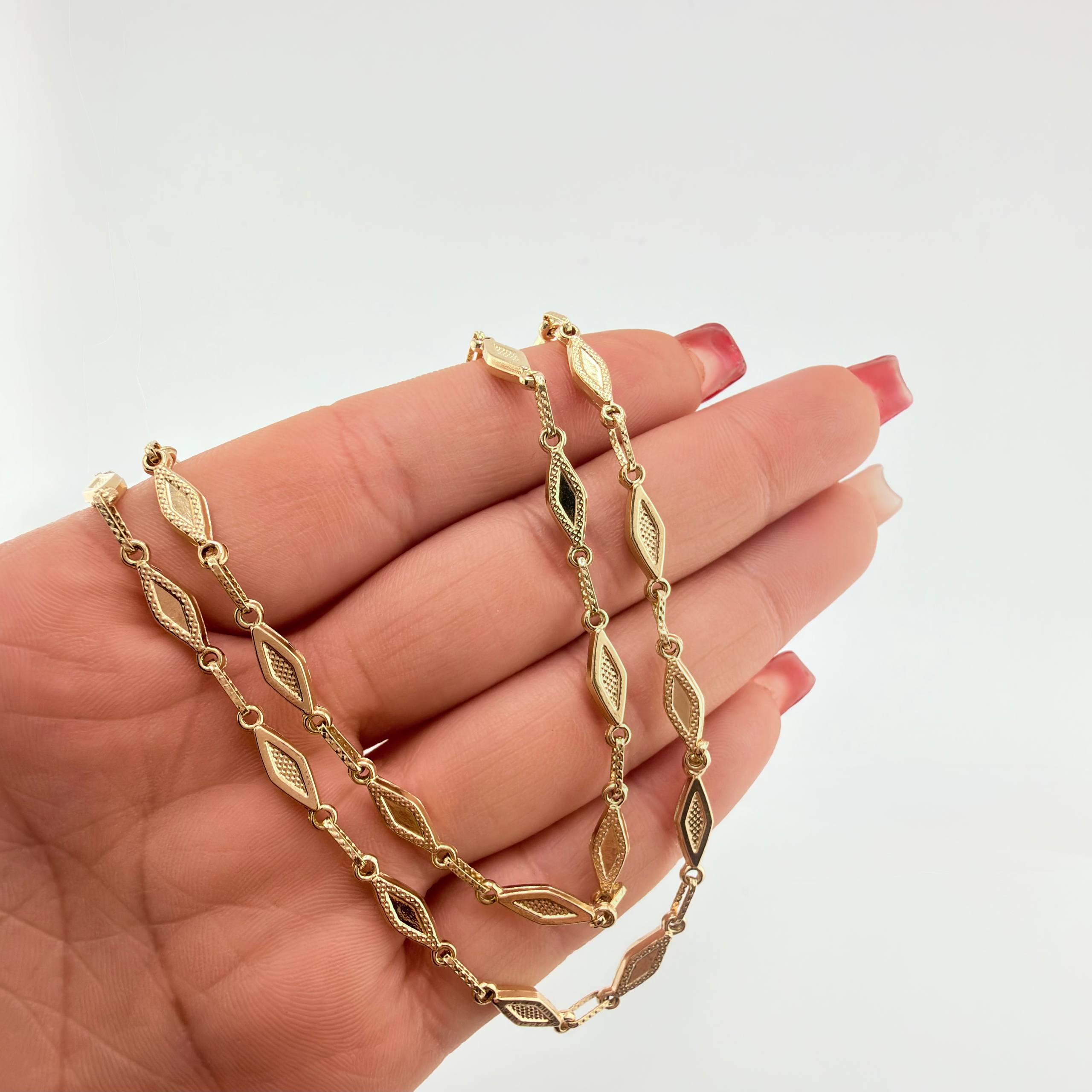 Cadena Rustica Rombo Punteado 11gr / 60cm / 4.4mm Oro Amarillo 18K