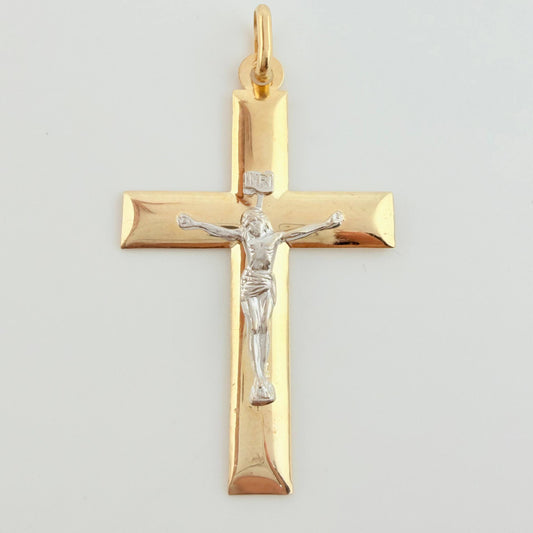 Dije Cruz Cristo 3gr / 5cm / Dos Oros Amarillo Blanco +4 18K ©