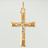 Dije Cruz Cristo 3gr / 5cm / Dos Oros Amarillo Blanco +4 18K ©