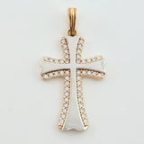 Dije Cruz Abultada 1.6gr / 2.8cm / Dos Oros Amarillo Blanco 18K ©