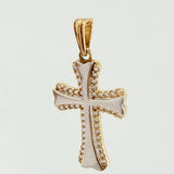 Dije Cruz Abultada 1.6gr / 2.8cm / Dos Oros Amarillo Blanco 18K ©