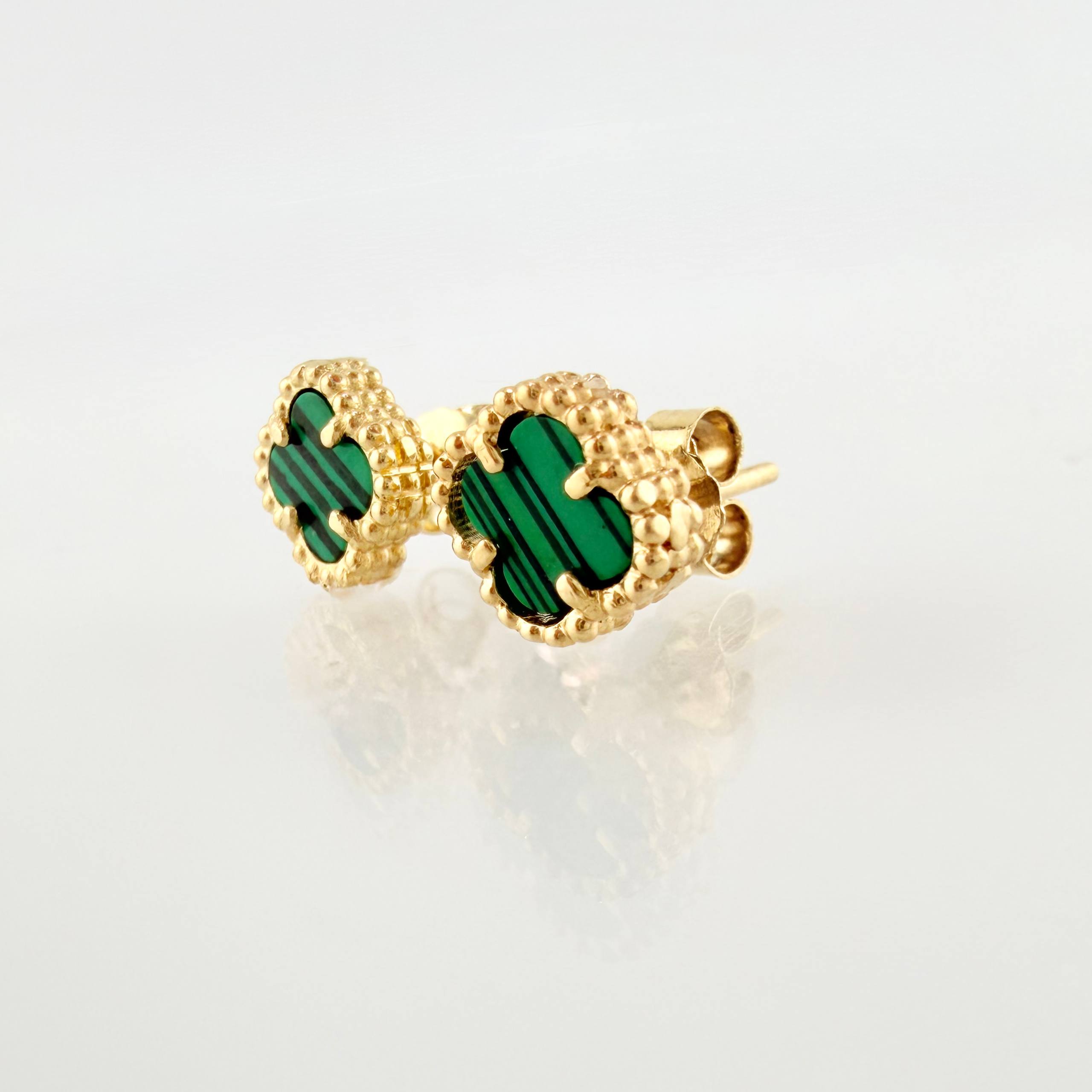 Topos Trebol Verde 1.75gr / 7mm Oro Amarillo Nac.Esp. 18K