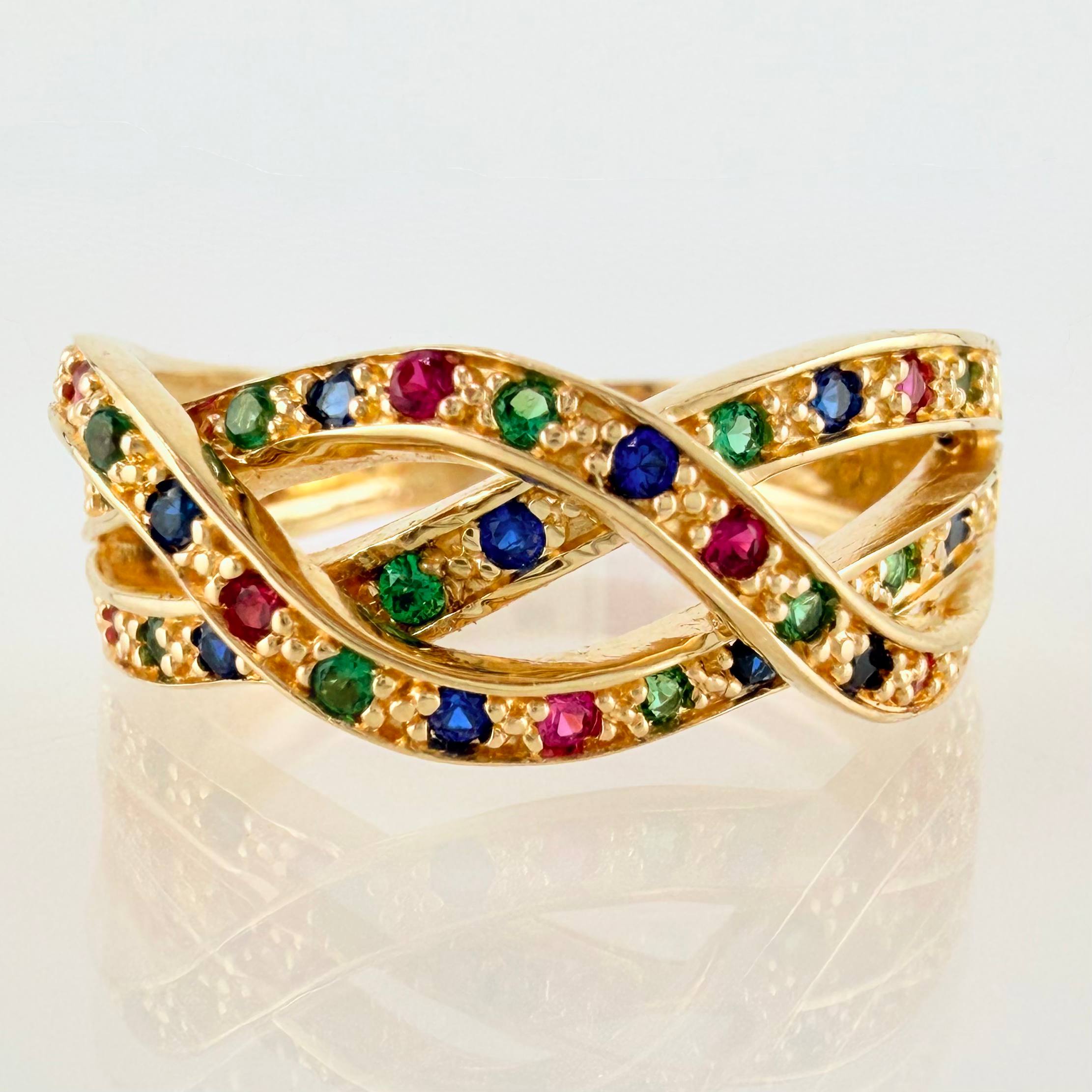 Anillo Carriles Entrelazados 4.35gr / T7 1/4 / Oro Amarillo 18K