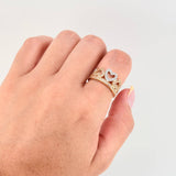 Anillo Corazones Intercalados 4.95gr / T6 3/4 / Dos Oros Amarillo Blanco 18K