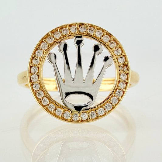 Anillo Corona Circular 2.3gr / T6 1/4 / Dos Oros Amarillo Blanco 18K