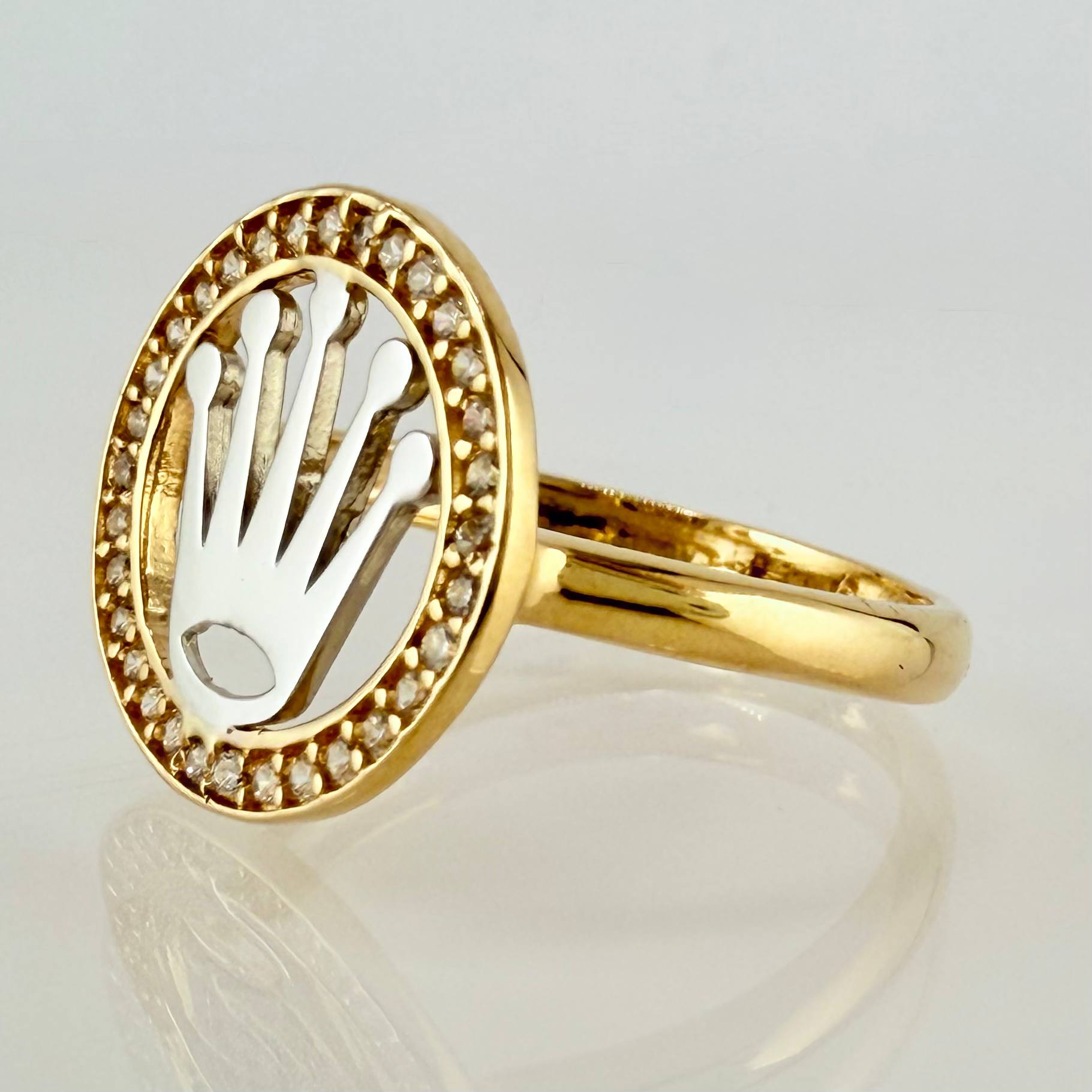 Anillo Corona Circular 2.3gr / T6 1/4 / Dos Oros Amarillo Blanco 18K