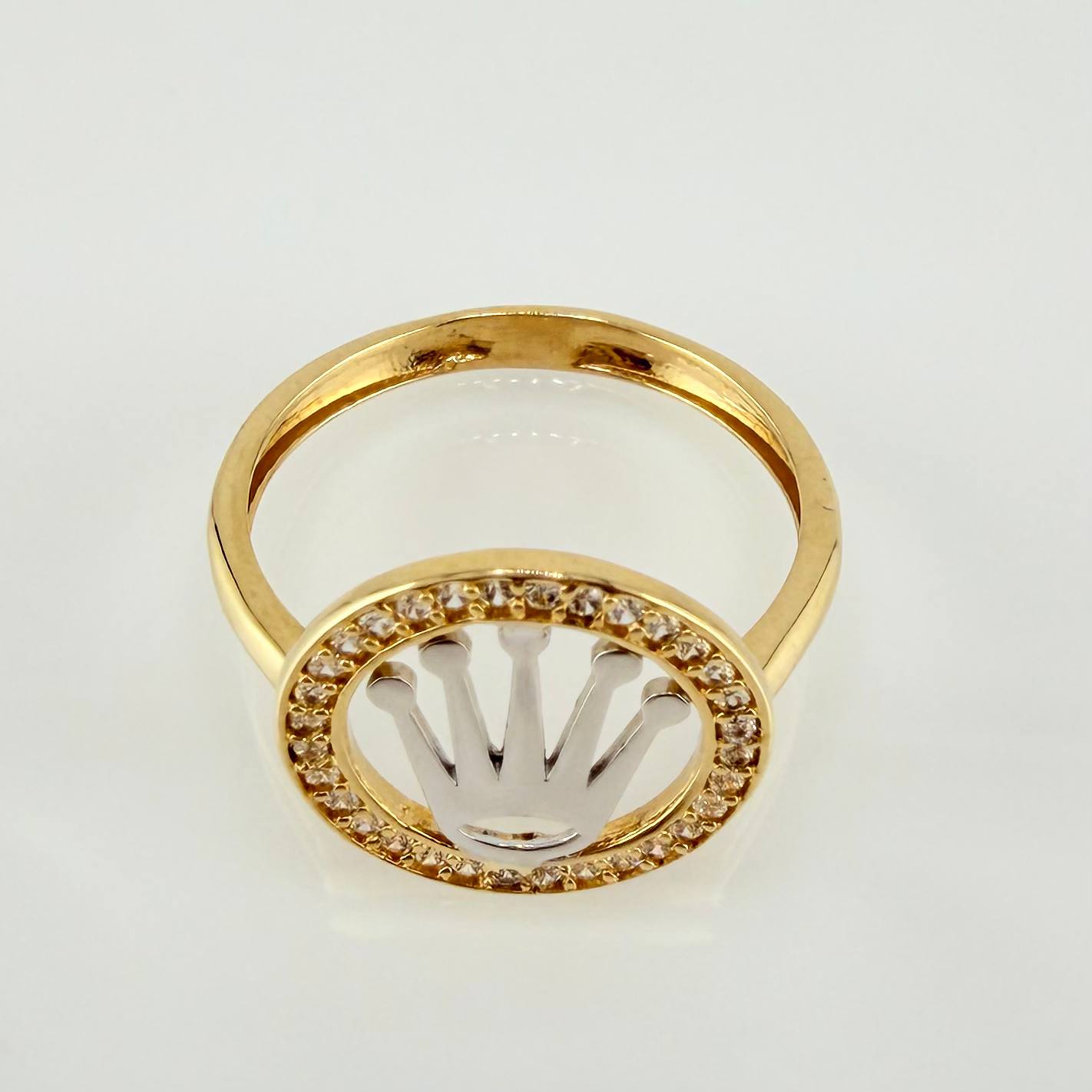 Anillo Corona Circular 2.3gr / T6 1/4 / Dos Oros Amarillo Blanco 18K