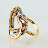 Anillo Trío Corazones 4.65gr / T7 1/2 / Tres Oros 18K