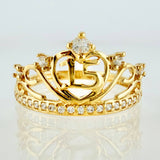 Anillo Tiara Quinces Corazón 2.05gr / T7 / Oro Amarillo 18K