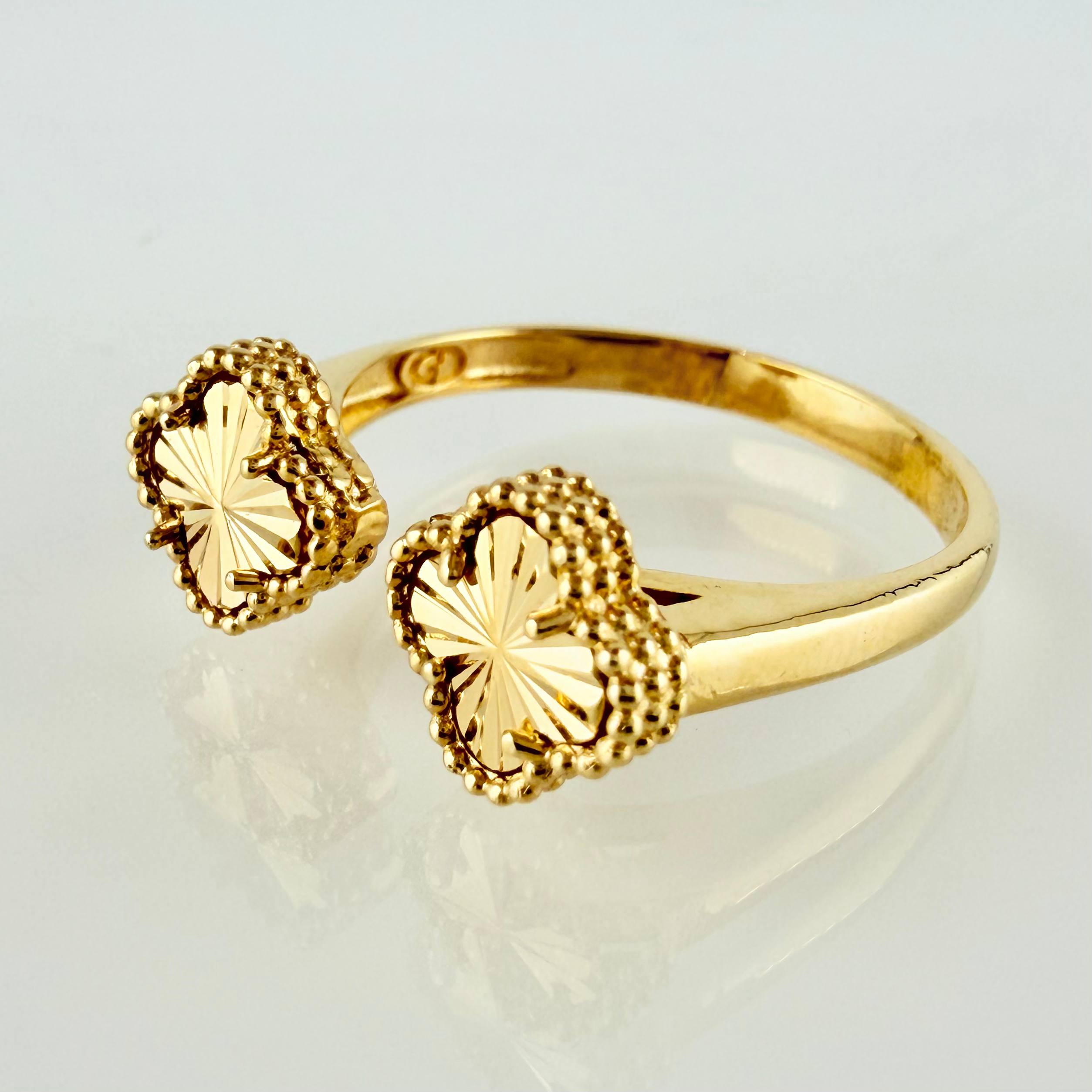 Anillo Doble Trebol Dorado 2.9gr / T7 / Oro Amarillo Nac.Esp. 18K