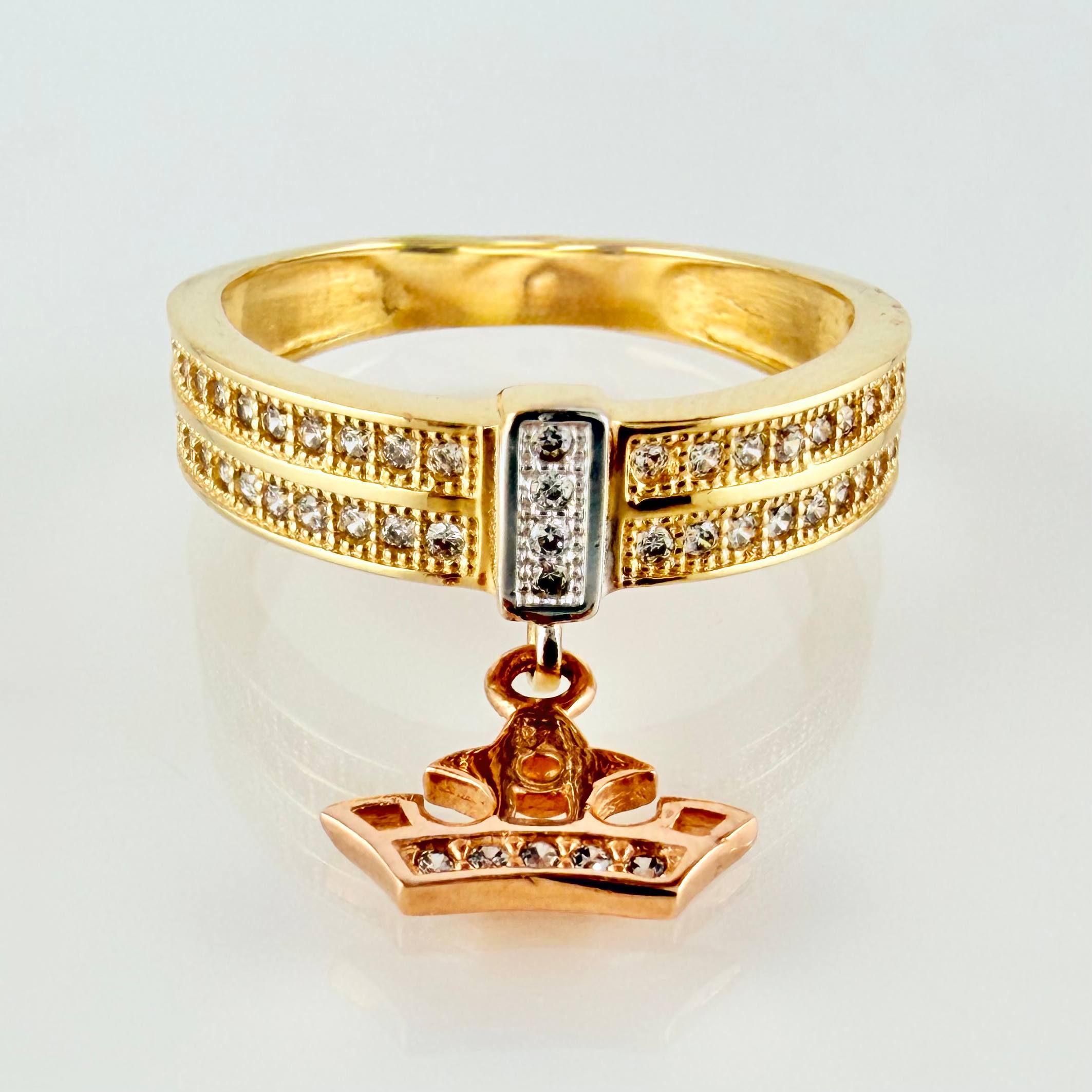 Anillo Visagra Corona Colgante 3.8gr / T7 / Tres Oros 18K