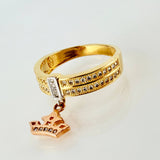 Anillo Visagra Corona Colgante 3.8gr / T7 / Tres Oros 18K