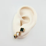 Topos Trebol Trio Malaquita Verde Nacar Blanco 4.9gr / 3cm / Oro Amarillo Nac.Esp. 18K