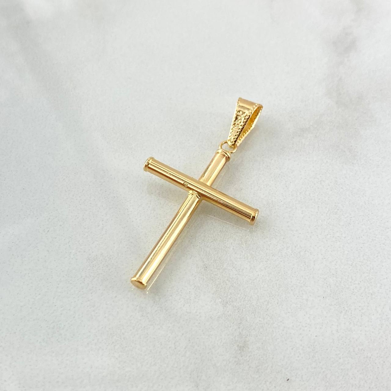Dije Crúz Bastón 1.3gr / 3.8cm / Lisa Oro Amarillo 18K ©