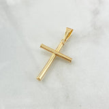 Dije Cruz Bastón 1.35gr / 3.9cm / Lisa Cargador Bordeado Oro Amarillo 18K *