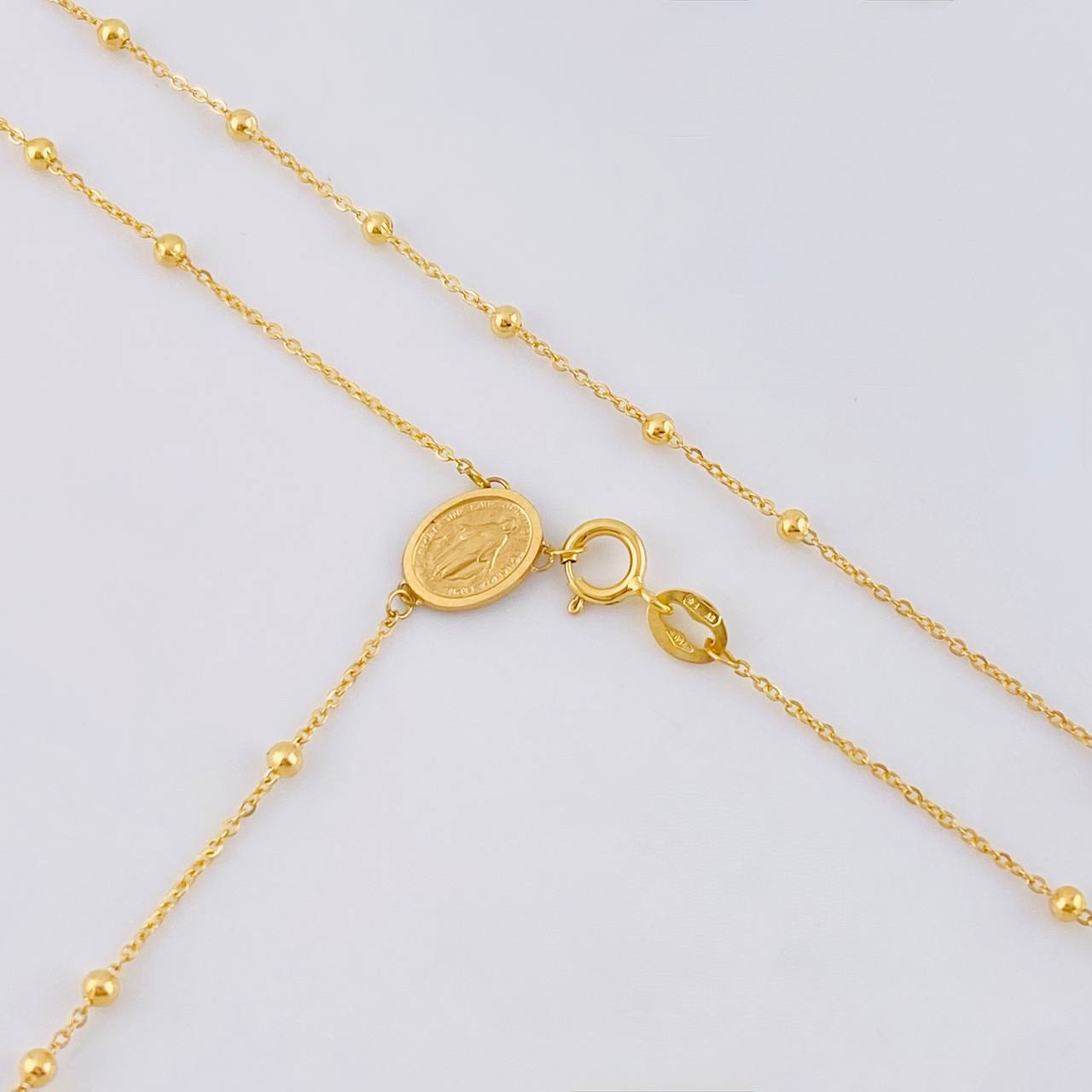 Rosario Virgen Milagrosa Cruz Lisa 2.95 g / 63 cm / 1.8 mm Oro Amarillo 18K