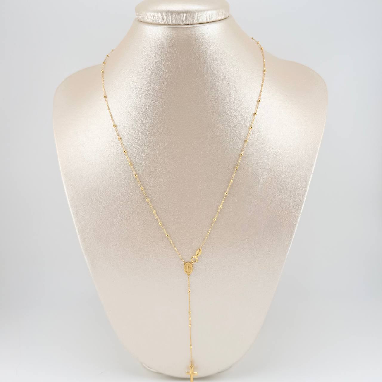 Rosario Virgen Milagrosa Cruz Lisa 2.95 g / 63 cm / 1.8 mm Oro Amarillo 18K