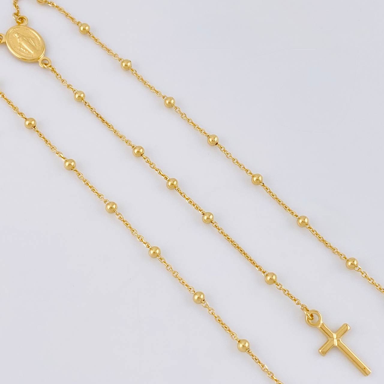 Rosario Virgen Milagrosa Cruz Lisa 3.1 g / 44.5 cm / 1.8 mm Oro Amarillo 18K