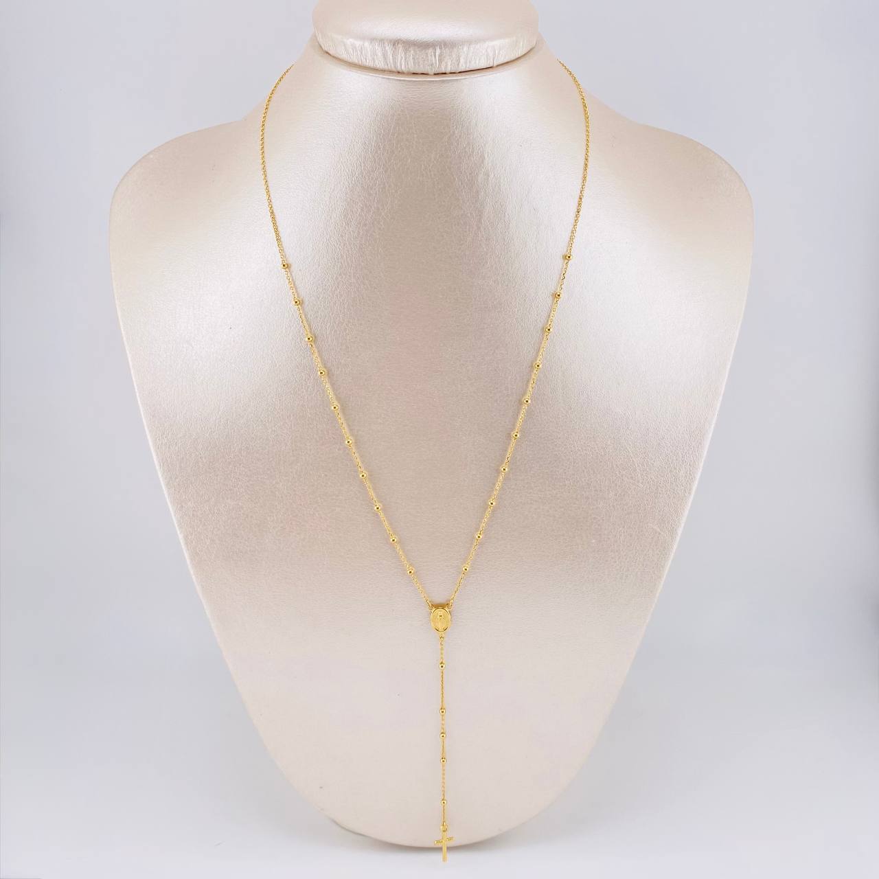 Rosario Virgen Milagrosa Cruz Lisa 3.1 g / 44.5 cm / 1.8 mm Oro Amarillo 18K