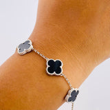 Pulso Modulable Aro Seguido Trebol 6.9g / 19cm - 17.4cm / 1.4mm Plata 925