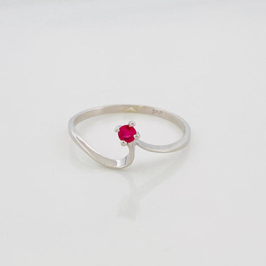 Anillo Ola Rubí 05 Pts 0.65 g / T5 1/4 Plata 925