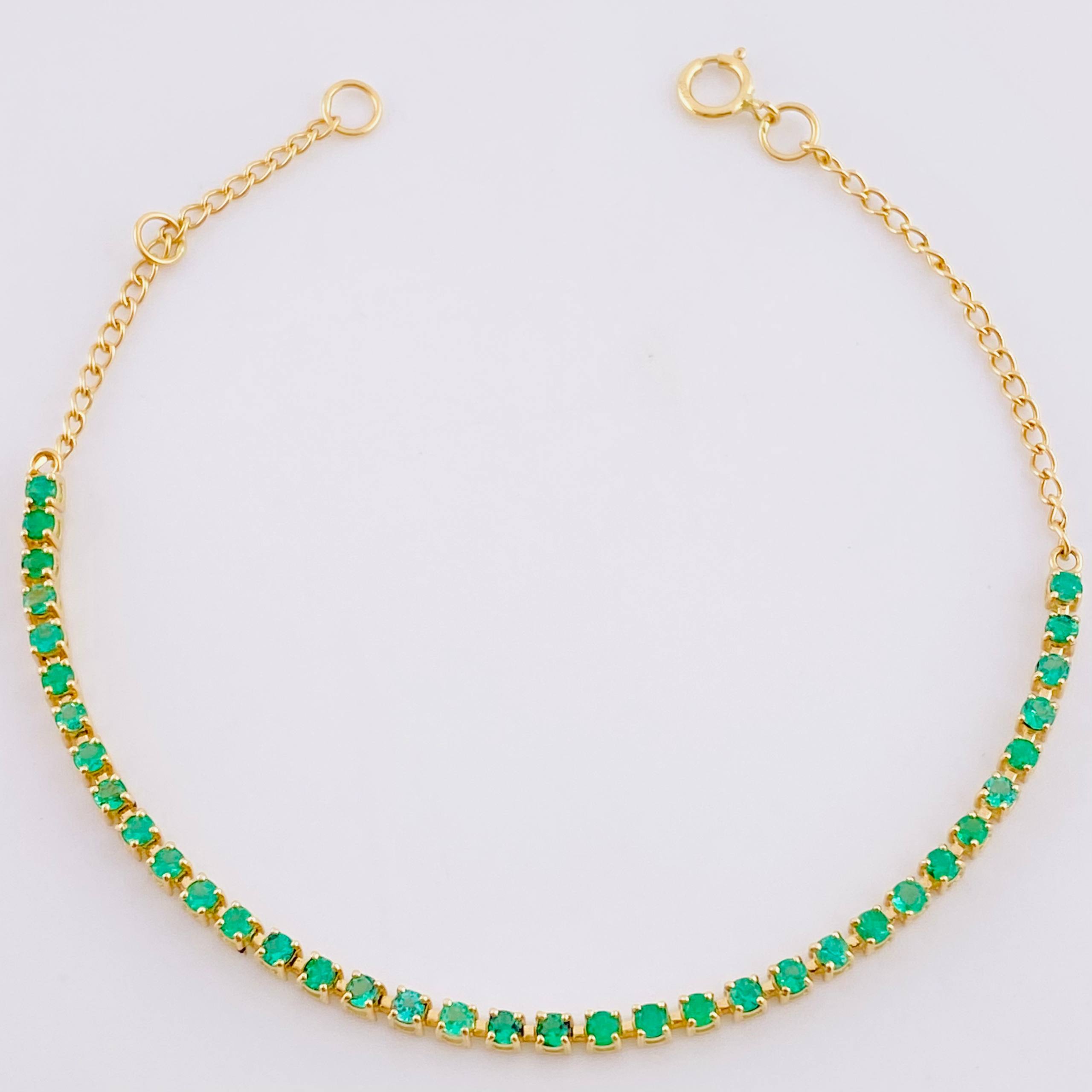 Pulso Tennis Esmeraldas 80Pts 2.65 g / 17.7 cm / 2 mm Oro Amarillo 18K