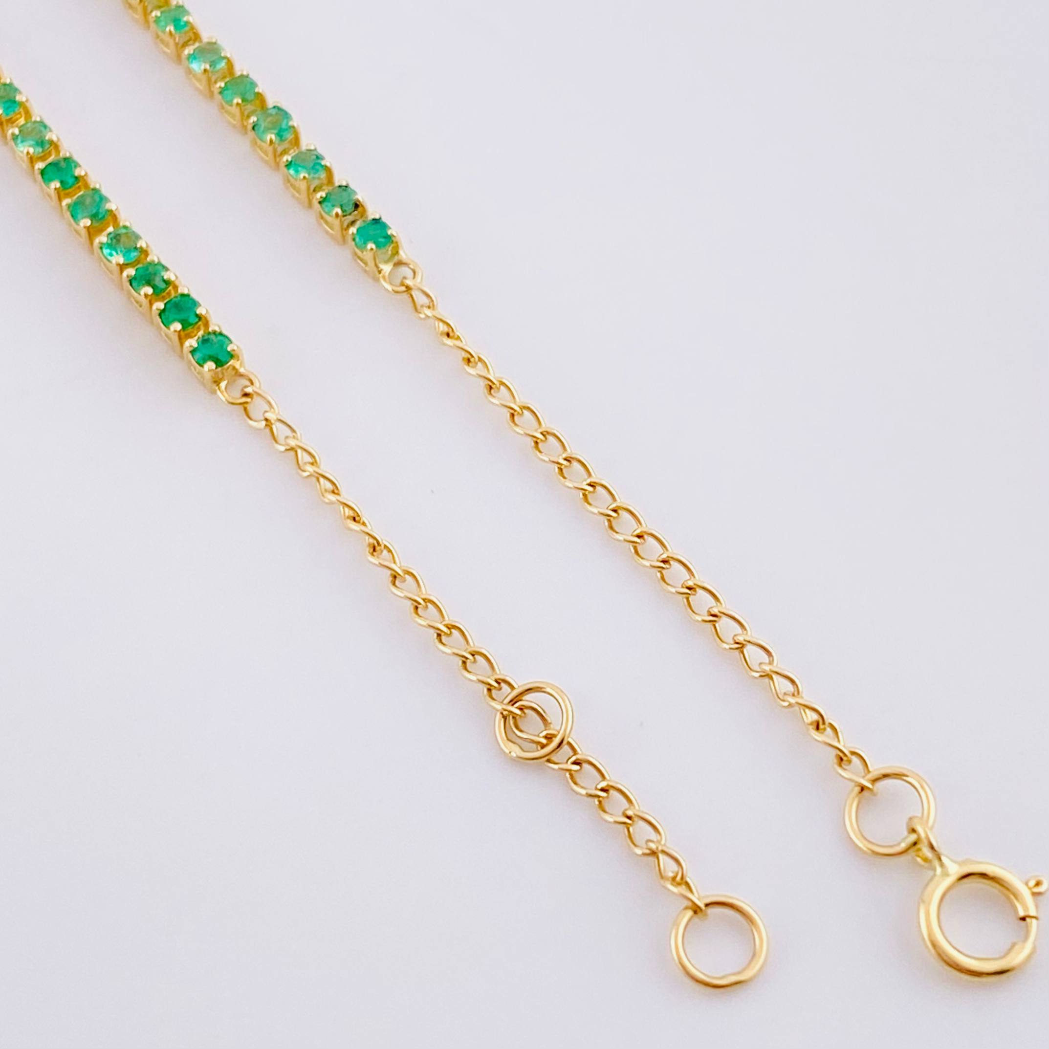 Pulso Tennis Esmeraldas 80Pts 2.65 g / 17.7 cm / 2 mm Oro Amarillo 18K