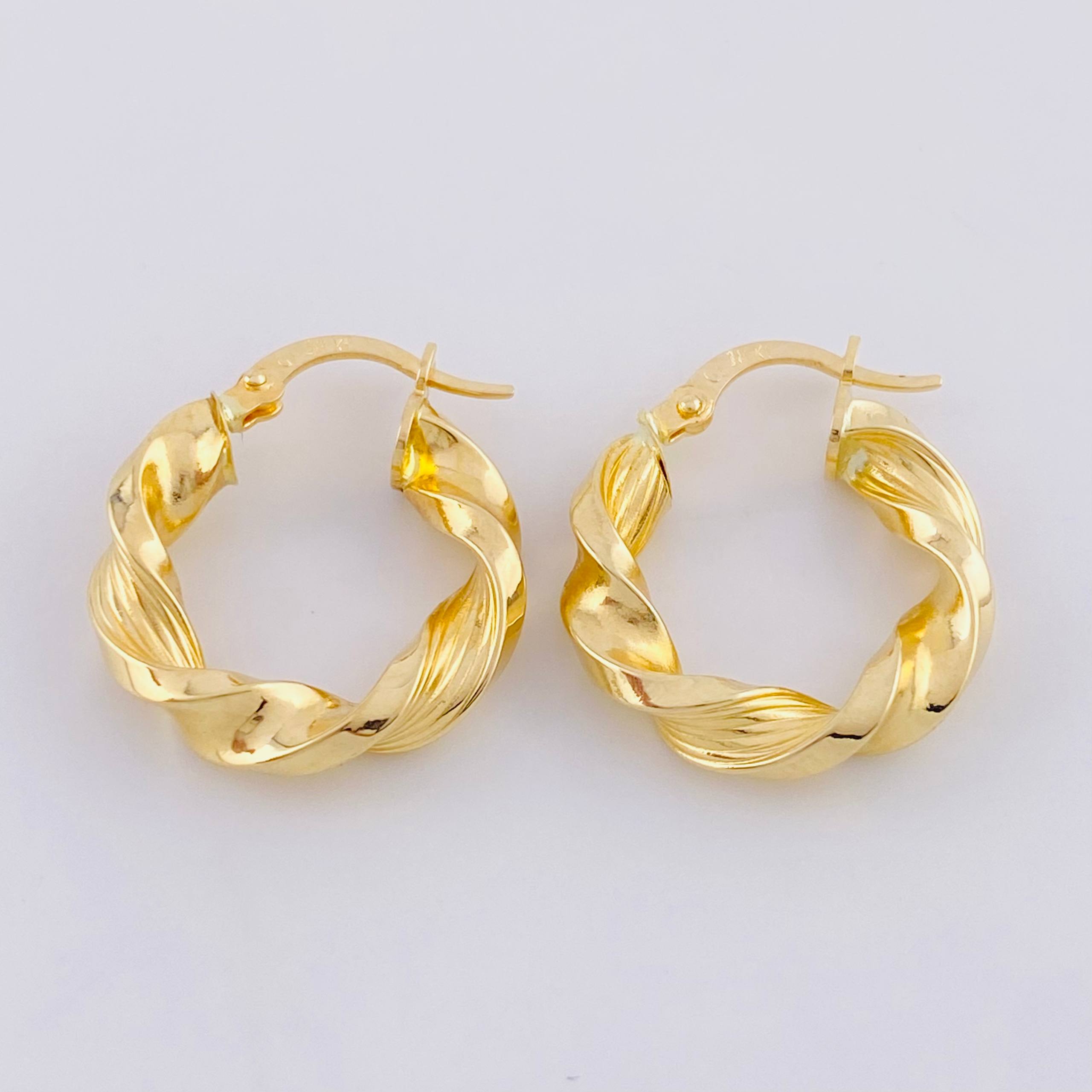 Candongas Milu Rayada 2.95 g / 2.2 cm Oro Amarillo 18K