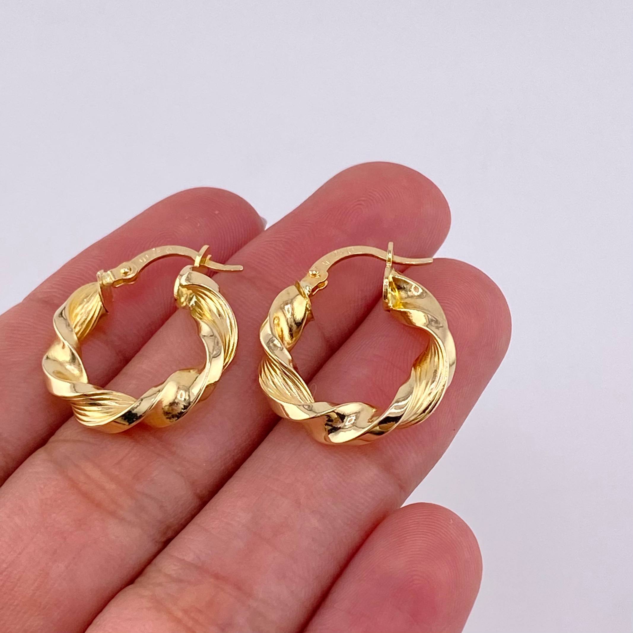 Candongas Milu Rayada 2.95 g / 2.2 cm Oro Amarillo 18K
