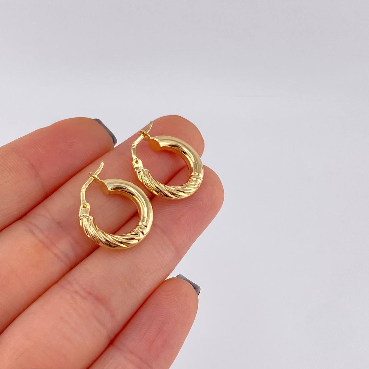Candongas Adel Mitad Entorchadas 1.75 g / 1.6 cm Oro Amarillo 18K